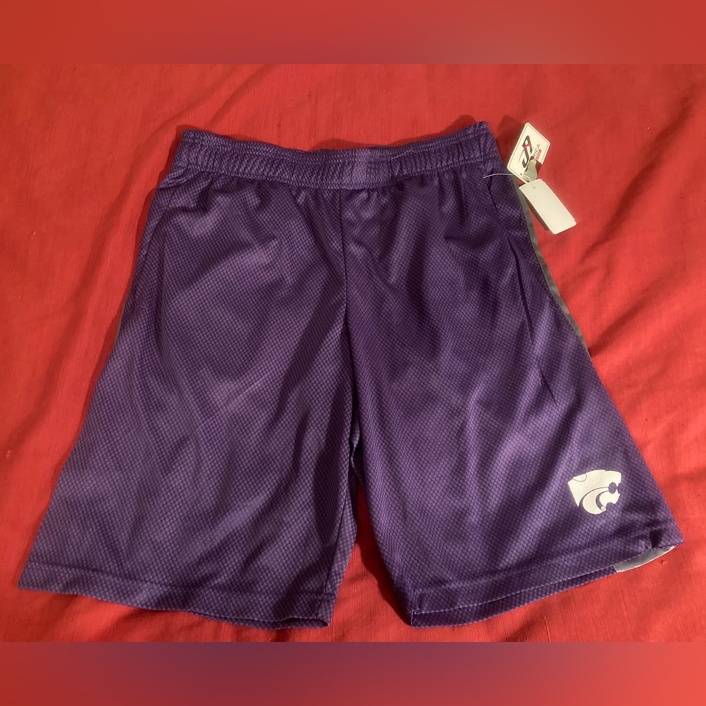 NWT Kansas State Wildcats Large Purple Mesh Gym Athletic Basketball Shorts NCAA